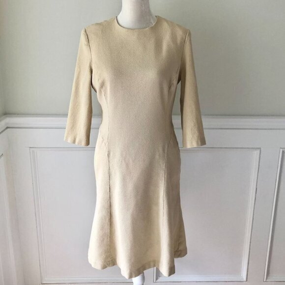 Unger Lightweight Wool Textured Tan Dress 14 - Picture 1 of 6